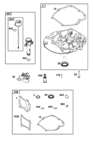Crankcase Cover/Sump And Lubrication Group Diagram and Parts List for 124P05-0011-F1 100000 - 19Z999 Briggs and Stratton Engine